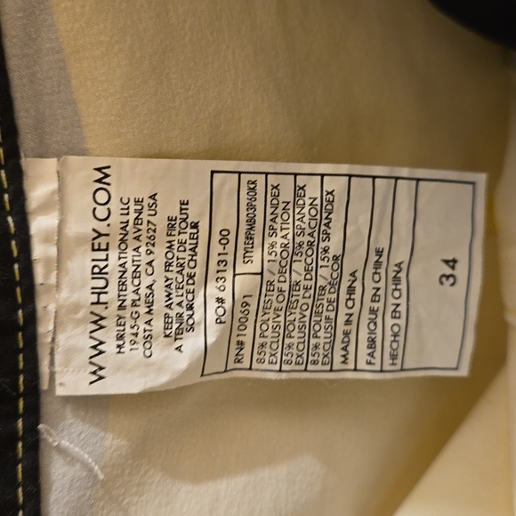Hurley yellow, black,white and gray shorts Sz 34 - Picture 4 of 9